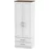 Kent 2 Door Tall Wardrobe with 2 Drawers - White, Oak
