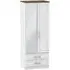 Kent 2 Door Tall Wardrobe with Mirror - White Ash, Oak