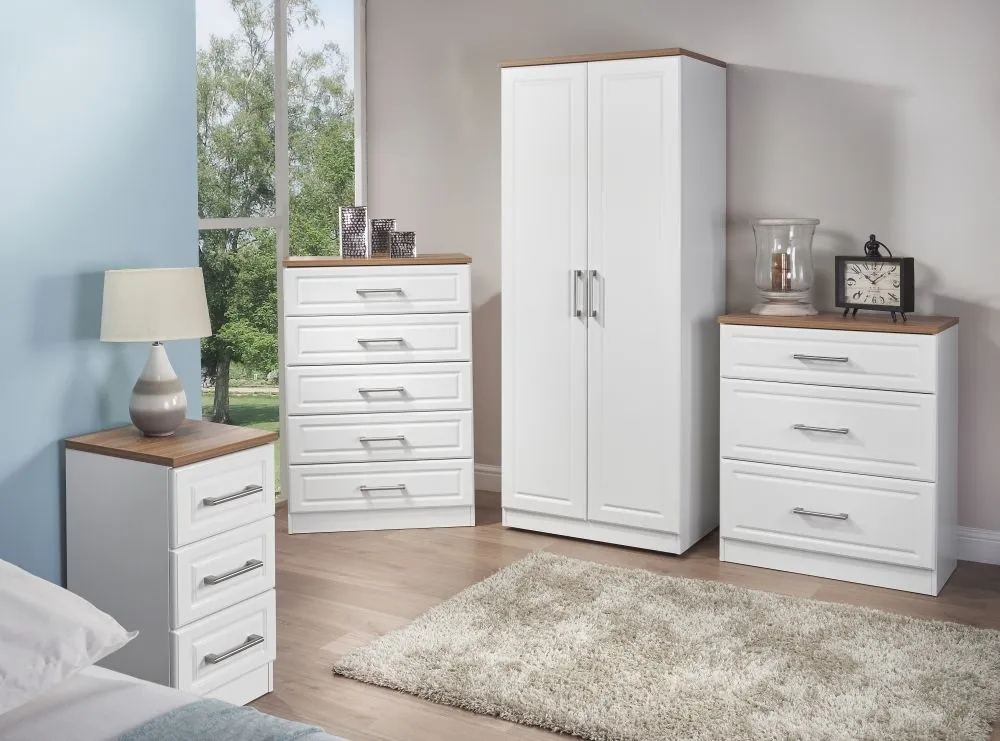 Kent 2 Door Wardrobe - White Ash, Oak