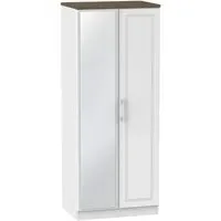 Kent 2 Door Wardrobe with Mirror - White Ash, Oak