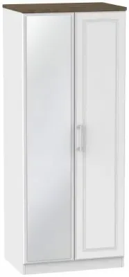 Kent 2 Door Wardrobe with Mirror - White Ash, Oak