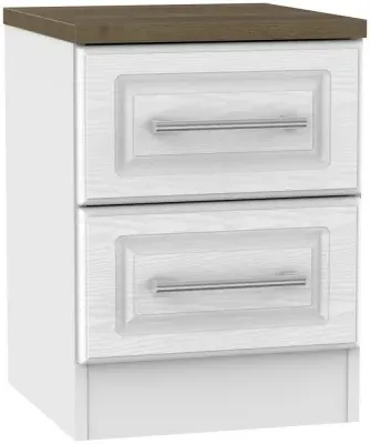 Kent 2 Drawer Bedside Cabinet - White, Oak image