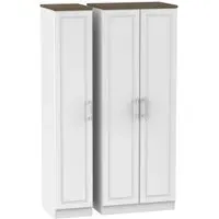 Kent 3 Door Tall Triple Wardrobe - White, Oak