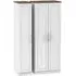 Kent 3 Door Tall Triple Wardrobe - White, Oak