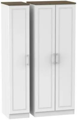 Kent 3 Door Tall Triple Wardrobe - White, Oak image