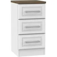 Kent 3 Drawer Bedside Cabinet - White, Oak