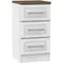 Kent 3 Drawer Bedside Cabinet - White, Oak