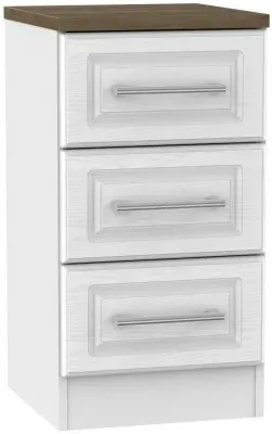 Kent 3 Drawer Bedside Cabinet - White, Oak image