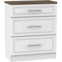 Kent 3 Drawer Deep Chest - White, Oak