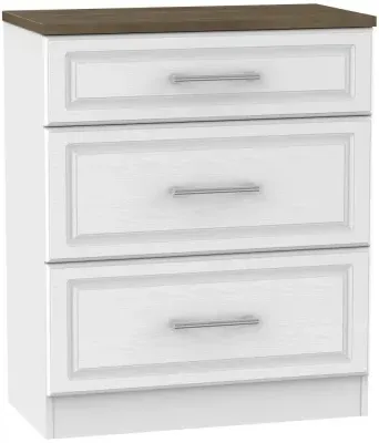 Kent 3 Drawer Deep Chest - White, Oak