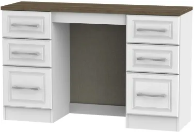 Kent 6 Drawer Double Dressing Table - White Ash, Oak