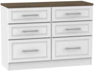 Kent 6 Drawer Midi Chest - White, Oak image