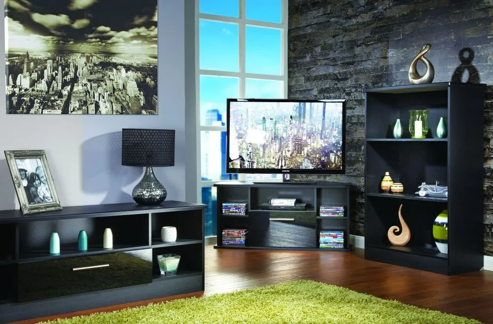 Knightsbridge 110cm TV Unit with Drawer - Black