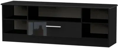 Knightsbridge 145cm TV Unit with Drawer - Black Gloss