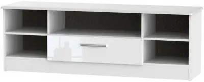 Knightsbridge 145cm TV Unit with Drawer - White Gloss