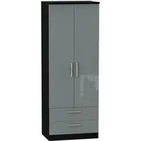 Knightsbridge 2 Door 2 Drawer Tall Wardrobe - Grey, Black