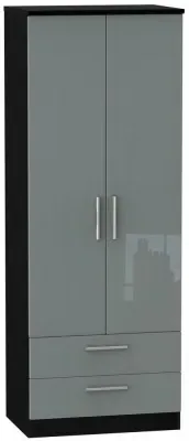 Knightsbridge 2 Door 2 Drawer Tall Wardrobe - Grey, Black image