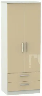 Knightsbridge 2 Door 2 Drawer Tall Wardrobe - Mushroom, Cashmere