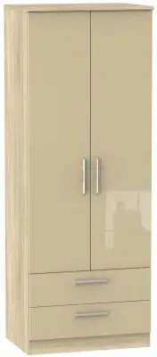 Knightsbridge 2 Door 2 Drawer Tall Wardrobe - Mushroom, Oak