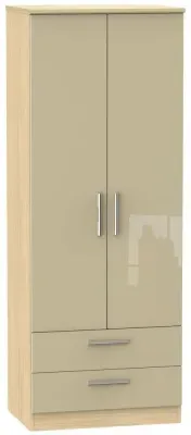 Knightsbridge 2 Door 2 Drawer Tall Wardrobe - Mushroom, Oak