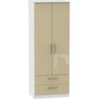 Knightsbridge 2 Door 2 Drawer Tall Wardrobe - Mushroom, White
