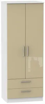 Knightsbridge 2 Door 2 Drawer Tall Wardrobe - Mushroom, White image