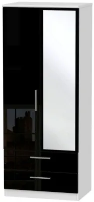 Knightsbridge 2 Door Combi Wardrobe with Mirror - Black, White