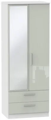 Knightsbridge 2 Door Combi Wardrobe with Mirror - Cashmere