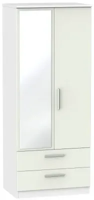 Knightsbridge 2 Door Combi Wardrobe with Mirror - Cashmere