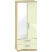 Knightsbridge 2 Door Combi Wardrobe with Mirror - Cream, Oak