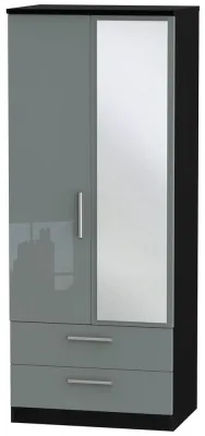 Knightsbridge 2 Door Combi Wardrobe with Mirror - Grey