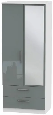 Knightsbridge 2 Door Combi Wardrobe with Mirror - Grey