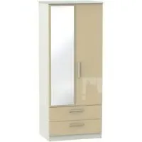 Knightsbridge 2 Door Combi Wardrobe with Mirror - Mushroom, Cashmere