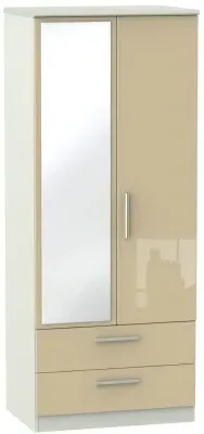 Knightsbridge 2 Door Combi Wardrobe with Mirror - Mushroom, Cashmere