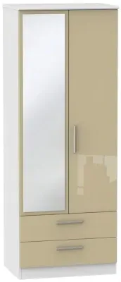 Knightsbridge 2 Door Combi Wardrobe with Mirror - Mushroom, White image