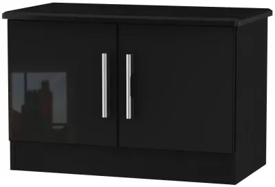 Knightsbridge 2 Door Low Cabinet - Black Gloss