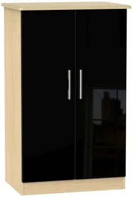 Knightsbridge 2 Door Midi Wardrobe - Black, Oak