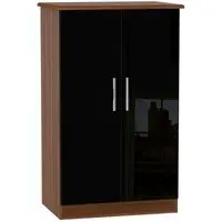 Knightsbridge 2 Door Midi Wardrobe - Black, Walnut
