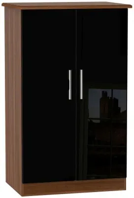 Knightsbridge 2 Door Midi Wardrobe - Black, Walnut