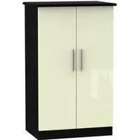 Knightsbridge 2 Door Midi Wardrobe - Cream, Black
