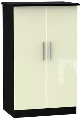 Knightsbridge 2 Door Midi Wardrobe - Cream, Black