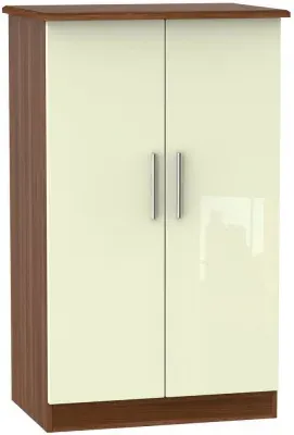 Knightsbridge 2 Door Midi Wardrobe - Cream, Walnut