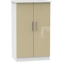Knightsbridge 2 Door Midi Wardrobe - Mushroom, White