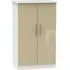 Knightsbridge 2 Door Midi Wardrobe - Mushroom, White