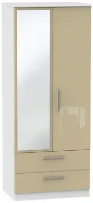Knightsbridge 2 Door Tall Combi Wardrobe with Mirror - Mushroom image