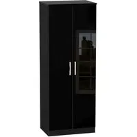 Knightsbridge 2 Door Tall Wardrobe - Black