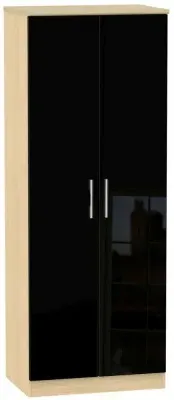 Knightsbridge 2 Door Tall Wardrobe - Black, Oak