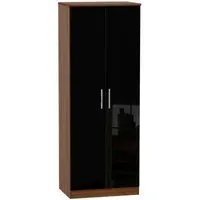 Knightsbridge 2 Door Tall Wardrobe - Black, Walnut