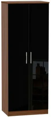 Knightsbridge 2 Door Tall Wardrobe - Black, Walnut