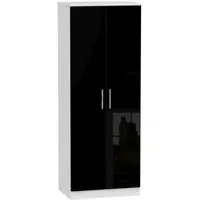 Knightsbridge 2 Door Tall Wardrobe - Black, White